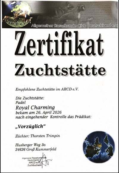 Zertifikat Zuchtstätte